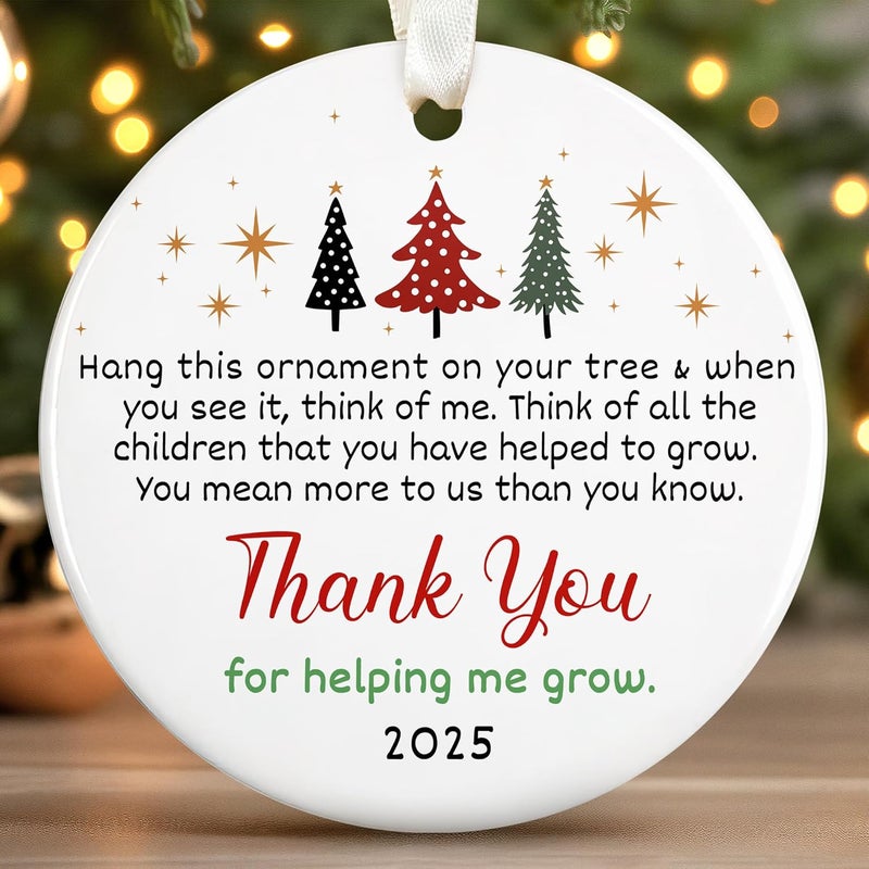 SUCHAGIFT Teacher Ornament - Teacher Christmas Ornaments - Teachers Gifts for Women - Teachers Daycare Provider Christmas Ornaments 2025 for Tree - Teaching Gifts - Ceramic Ornament 2025 - Image 1